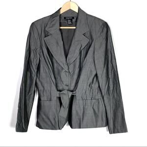 Etcetera gray trench style tie waist wool and mohair blend blazer women's 14 B96